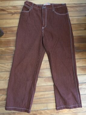 JEM Women's River Jean in Red Railroad Stripe Sz 12